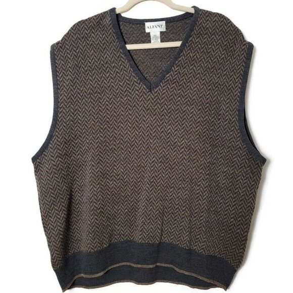Alfani Wool Blend Preppy Golf Geometric Sleeveless Sweater XXL Made In Italy - Picture 1 of 10